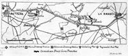 map of Canadian front line trenches from Bethune to La Bassee