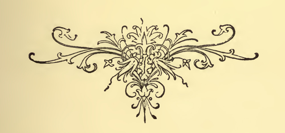 scroll with elements of heart or fleur-de-lis