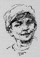 A smiling child wearing a cap, a member of the Boy's Club.