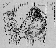 An old woman and young boy sit in chairs next to each other.