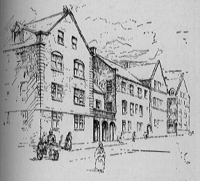 The exterior of the Hull-House apartment house on Halsted Street.