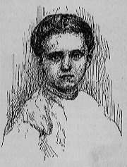 Jane Addams, as a 7-year old child, staring at the viewer.