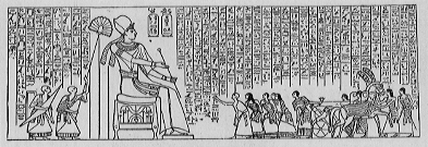 RAMESES, ENTHRONED, RECEIVING THE CONGRATULATIONS OF HIS OFFICERS AFTER THE VICTORY.