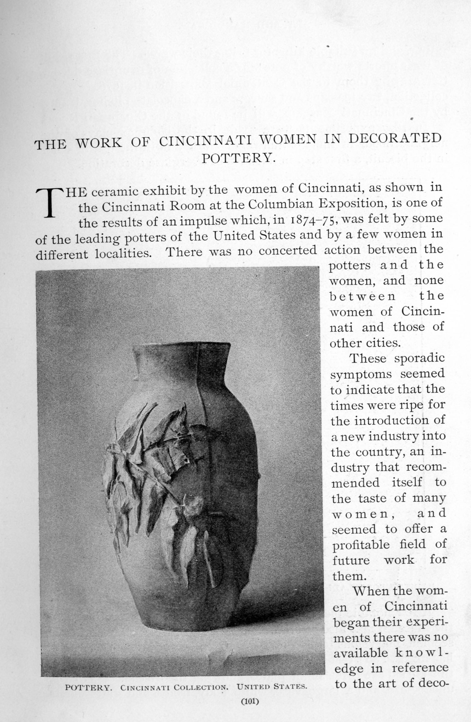 vase decorated with three-dimensional leafy branch
