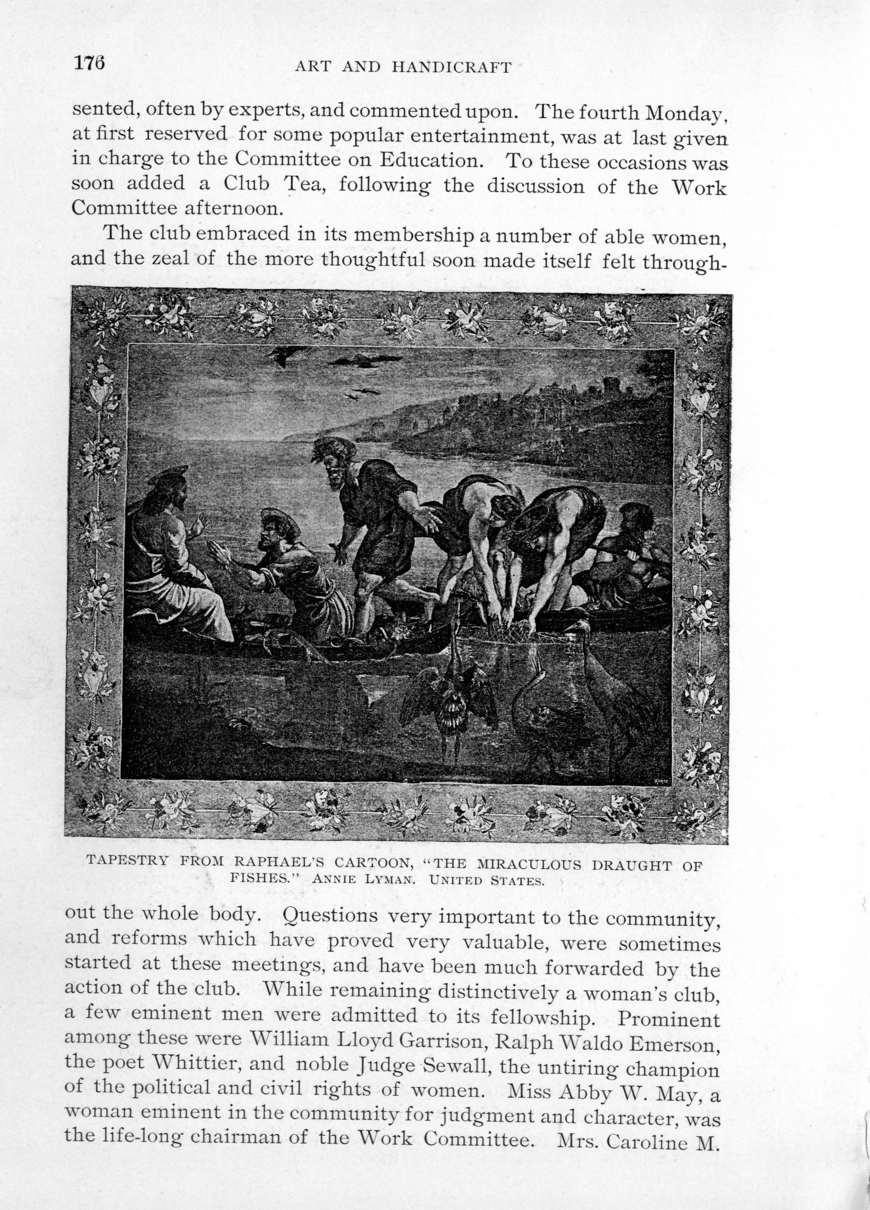 tapestry decorated with Christ, Peter, and the other apostles in fishing boats