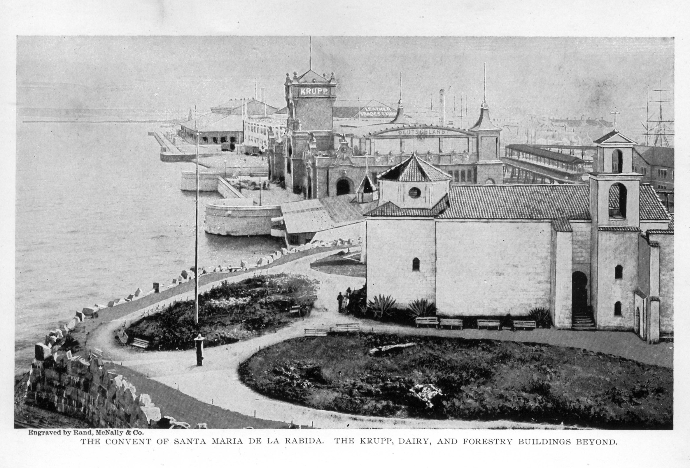 three large buildings built next to a body of water