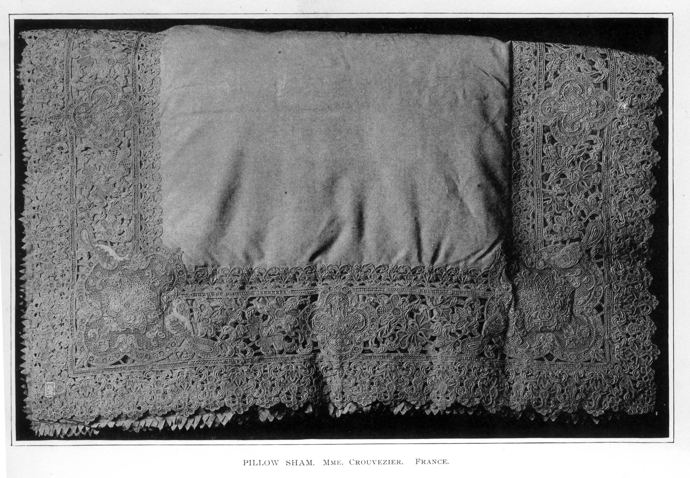 pillow sham with intricate lace border