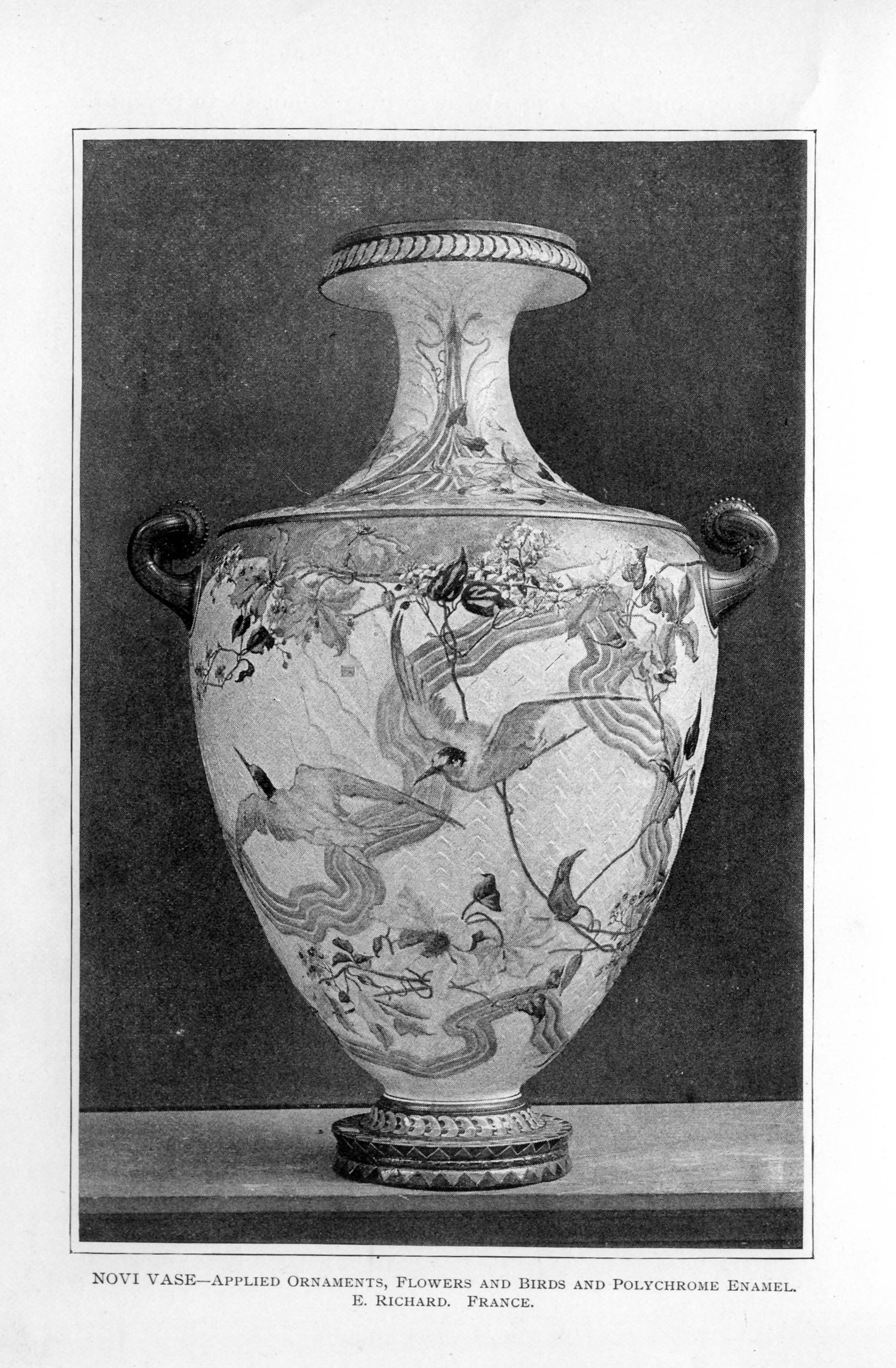 vase painted with terns and flowers