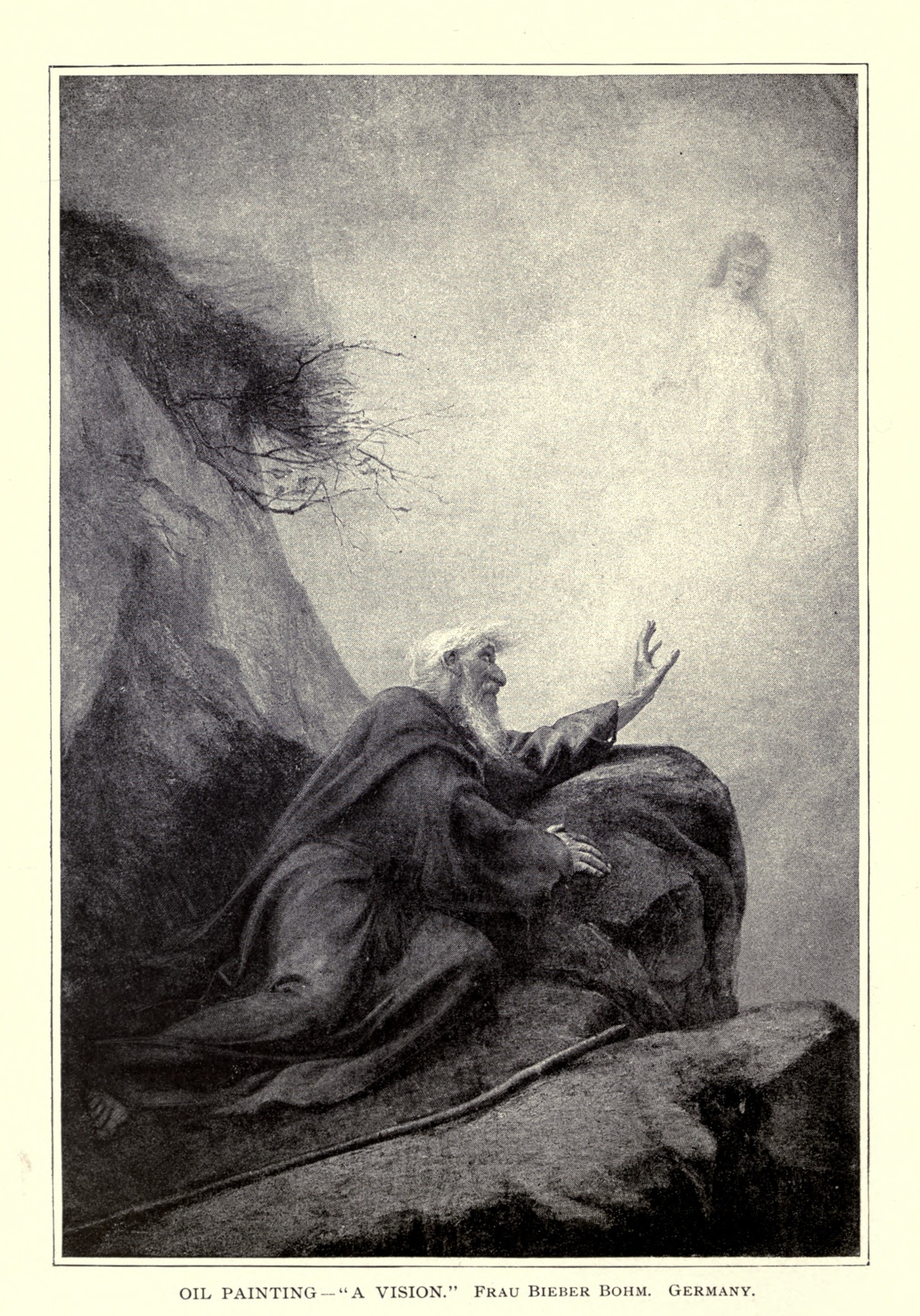 old man reaching up to an angel