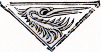upside-down triangle with drawing of the head of a crane inside