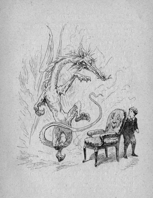 Dragon dancing as little boy hides behind a chair.