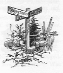 Street sign at a crossroads.