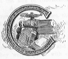 C (illuminated letter with books).