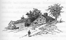 Walking up a hillside to the house.
