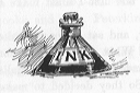 Triangular bottle of ink.