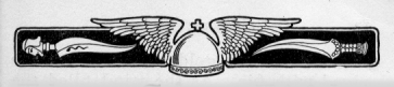 Winged helmet flanked by two daggers.