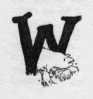 Pig and piglets. W (illuminated capital for we)