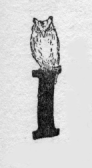 Owl. I (illuminated capital for I started)