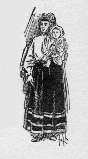 Woman carrying a baby.