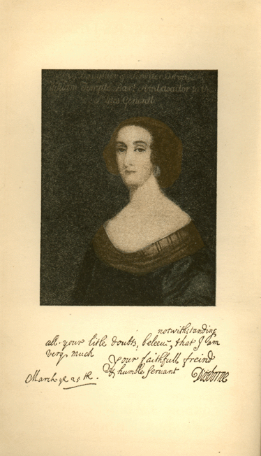 signed portrait showing head and shoulders of Dorothy Osborne